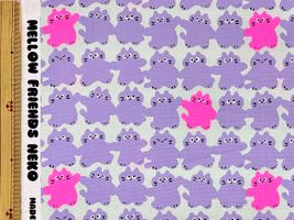 NEONネコちゃんのオックスプリントパープル×グレー