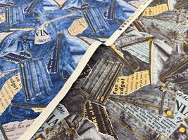 オックスプリント イングリッシュデニムパッチワーク_拡大イメージ