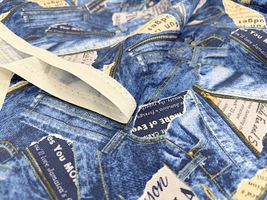 オックスプリント イングリッシュデニムパッチワーク_拡大イメージ