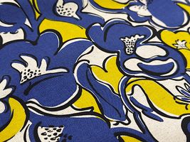 コットンこばやし綿麻キャンバスプリント「ジニア」ブルー系