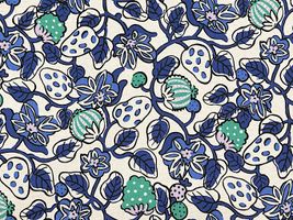 コットンこばやし 白いちごの綿麻キャンバスプリント生成地×ブルー系