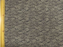 藍染め調ムラ糸クロス和柄プリント青海波