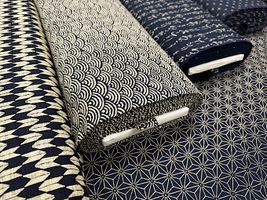 藍染め調ムラ糸クロス和柄プリント_拡大イメージ