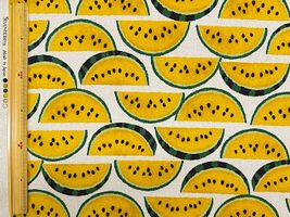 スイカの綿麻キャンバスブリント生成地×黄