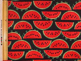 スイカの綿麻キャンバスブリントブラック地
