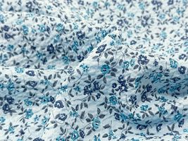 【現品限り特価】青い小花のリップルプリントライトブルー地