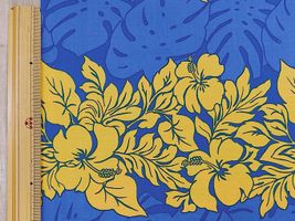 T/Cハワイアンプリント「ハイビスカスボーダー」ブルー