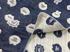 オリジナルふんわり六重ガーゼ「めつきのわるい動物たち」デニムネイビー