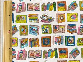 シーチングプリント夢見るにゃんこ物語「本の世界へ」アイボリー