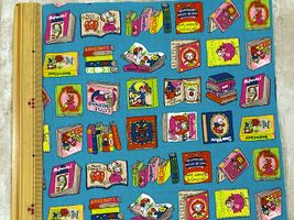 シーチングプリント夢見るにゃんこ物語「本の世界へ」エメラルド