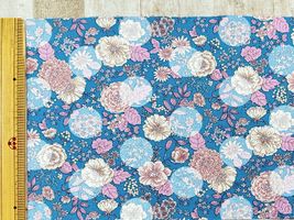 オックスプリント Floral Serenade「Lacquer Dot&Flowers」ターコイズブルー