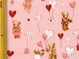 シーチングプリント un/no「ハートフル・ギフト」ライトピンク