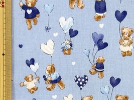 シーチングプリント un/no「ハートフル・ギフト」ライトブルー