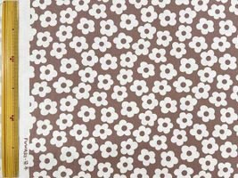 【現品限り特価】北欧調オックスプリント「かわいいシンプルフラワー」グレージュ