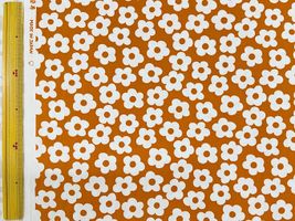 【現品限り特価】北欧調オックスプリント「かわいいシンプルフラワー」オレンジ