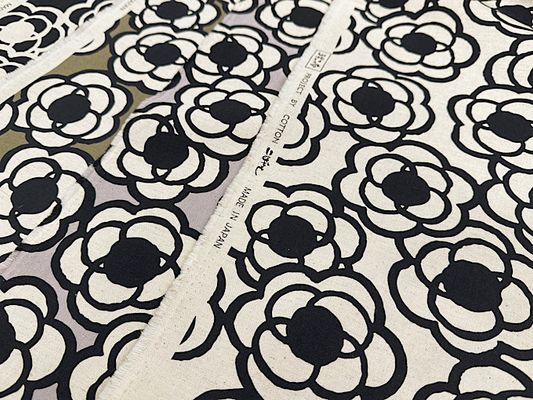 コットンこばやし くるくるフラワーの綿麻キャンバス