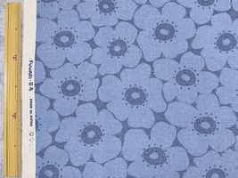 デニムライクオックスプリント「Flowers」デニムブルー