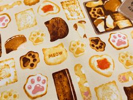 オックスプリント「猫のクッキー缶」ベージュ