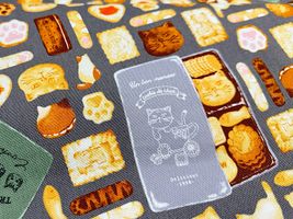 オックスプリント「猫のクッキー缶」グレー