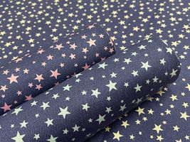 ラメ入りデニム調ツイルプリント「スター」_拡大イメージ