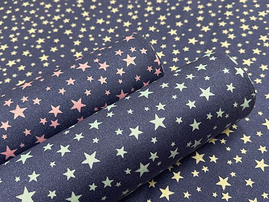 ラメ入りデニム調ツイルプリント「スター」