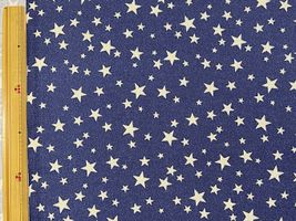 ラメ入りデニム調ツイルプリント「スター」オフホワイト