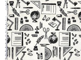 文具好きのためのオックスプリント生地アイボリー