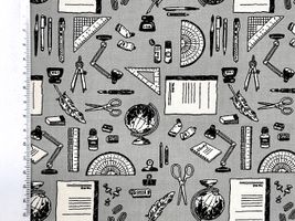 文具好きのためのオックスプリント生地グレー