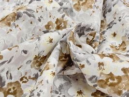 60ローン花柄プリント「ブーゲンビリア」グレー系