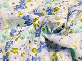 60ローン花柄プリント「ブーゲンビリア」スカイブルー系