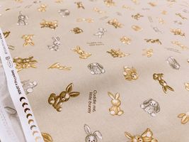 くすみカラーシーチングプリント「テディラビット」_拡大イメージ