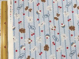 子犬のシーチングプリント「Whip puppies」サイダーブルー