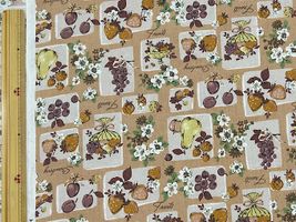 シーチングプリント レトロメモリーズ「フルーツバスケット」ベージュ