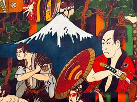 JAPANシーチングプリント「歌舞伎」カラフル