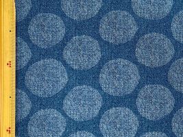 デニム調にじみ水玉のオックスプリントミドルブルー