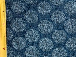 デニム調にじみ水玉のオックスプリントディープブルー