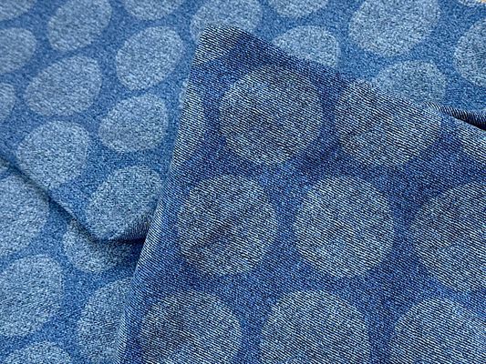 デニム調にじみ水玉のオックスプリント