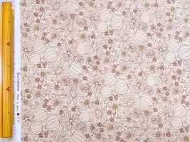 60ローン花柄プリント「ゴールデンベリー」サンド