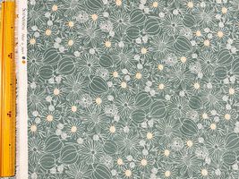 60ローン花柄プリント「ゴールデンベリー」スモーキーグリーン