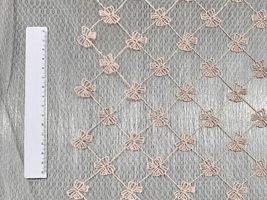 韓国fabric リボン刺しゅうネットピンク