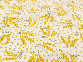 ミモザ舞うオックスプリントホワイト