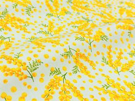 ミモザ舞うオックスプリントミントブルー