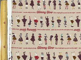 シーチングプリント un/no「Retro fashion」ベージュ