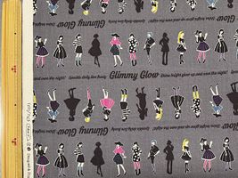 シーチングプリント un/no「Retro fashion」チャコールグレー