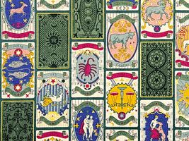 シーチングプリント un/no「星座占い」グリーン系