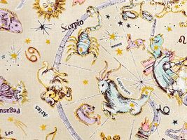 シーチングプリント un/no「プラネタリウム」ライトベージュ