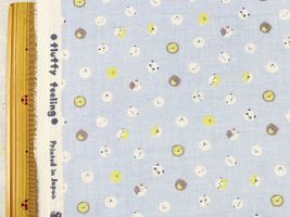 やわらかダブルガーゼプリント「まんまるアニマルズ」サックス