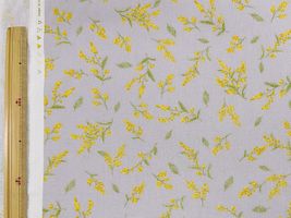 綿麻キャンバスプリント「モーメント・ミモザアカシア」ブルーグレー