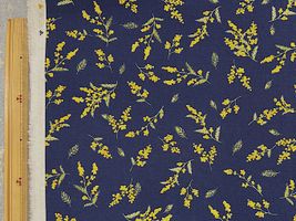 綿麻キャンバスプリント「モーメント・ミモザアカシア」ネイビー