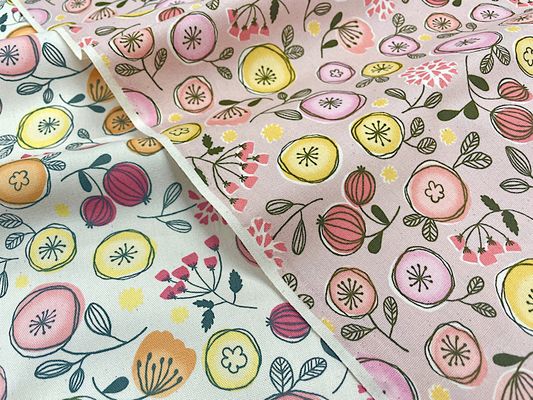 限定復刻！まるいお花のオックスプリント「北欧の森」